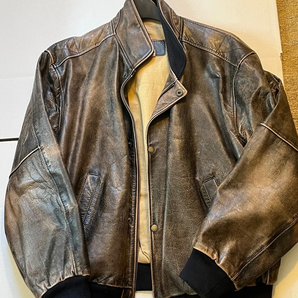 Territory Ahead brown leather bomber jacket
